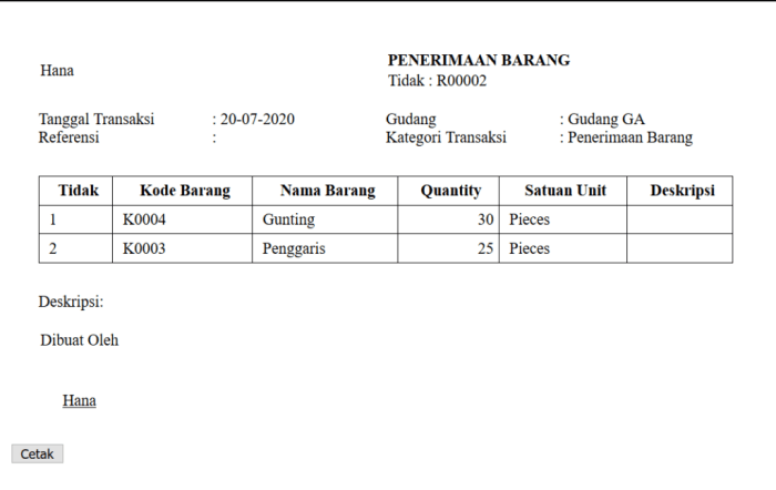 contoh dokumen penerimaan barang terbaru