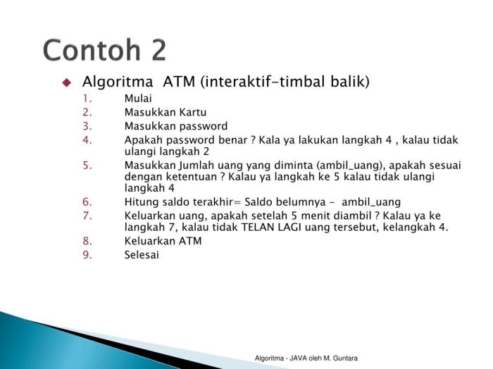 buatlah algoritma mengambil uang di atm