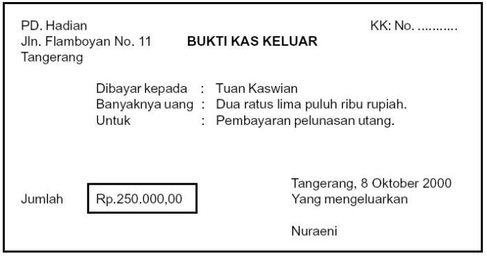 bukti penerimaan kas adalah