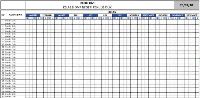 cara membuat buku kas kelas di buku tulis terbaru