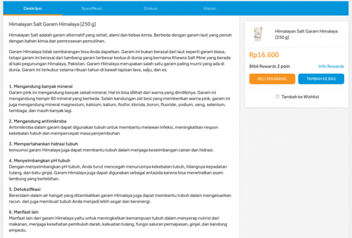 deskripsi produk menjual menulis jitu tek uraian soal penjual himalaya garam