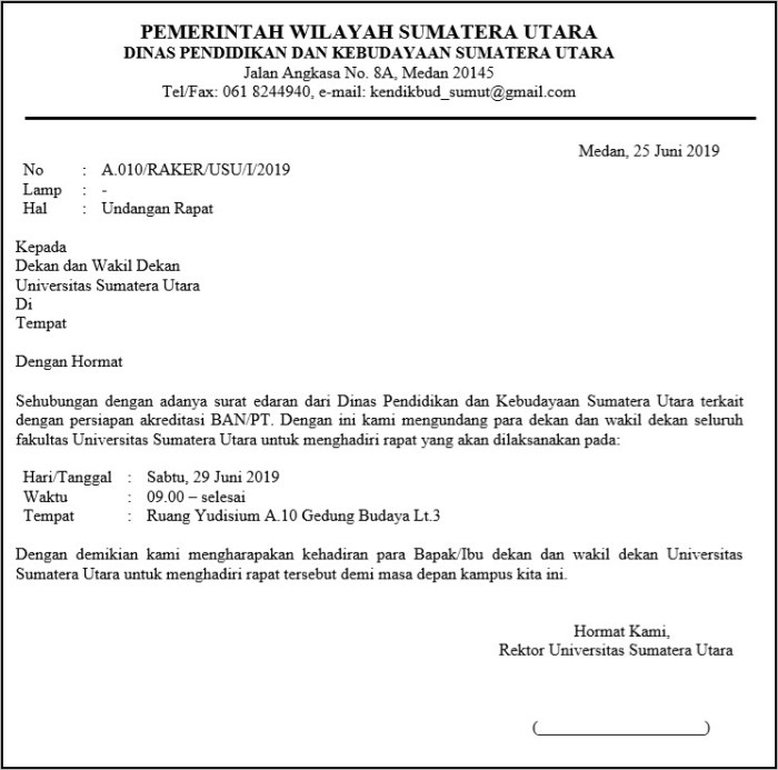 contoh surat permohonan kepada rektor