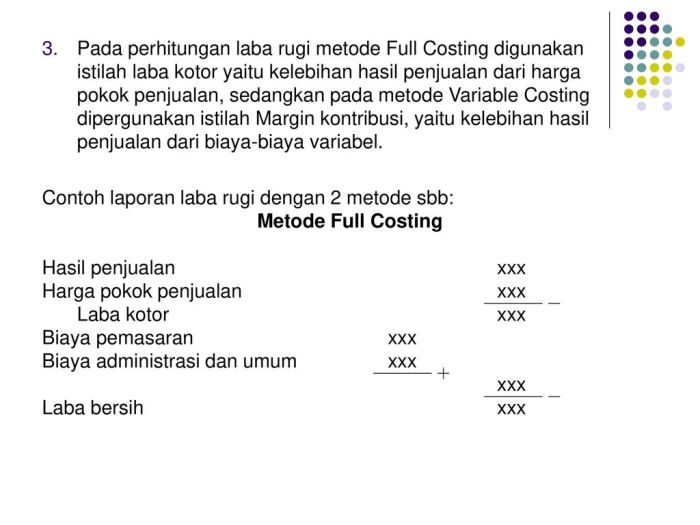 contoh full costing dan variable costing terbaru