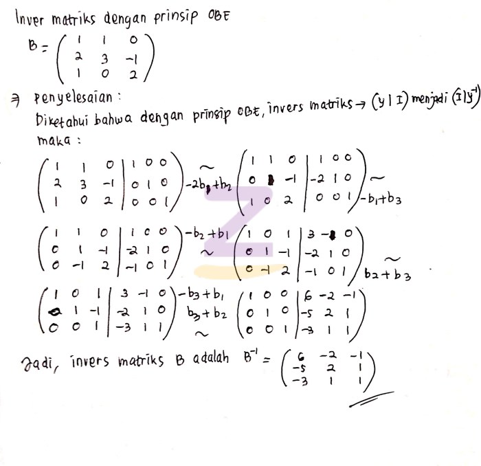 Tentukan penyelesaian dengan invers matriks