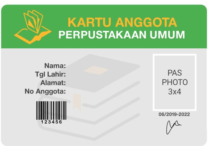 contoh kartu anggota perpustakaan terbaru