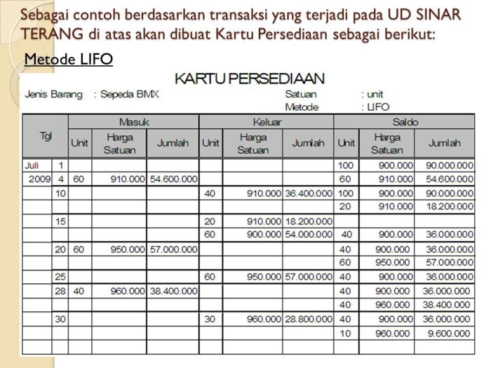 contoh kartu persediaan metode fifo