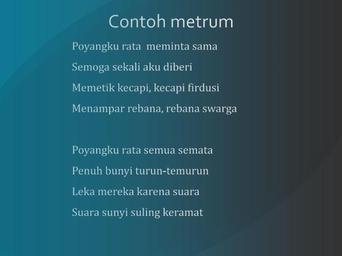 contoh metrum dalam puisi