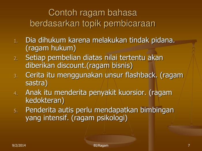 contoh kalimat ragam bahasa