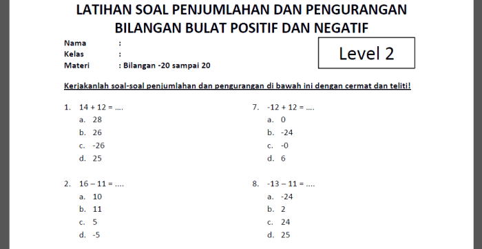 contoh soal positif negatif