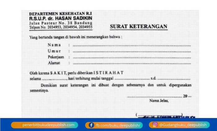 contoh surat keterangan dokter sakit terbaru