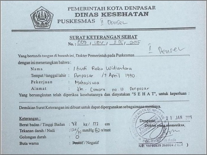 surat keterangan sehat bahasa inggris