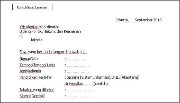 surat lamaran kerja bermaterai