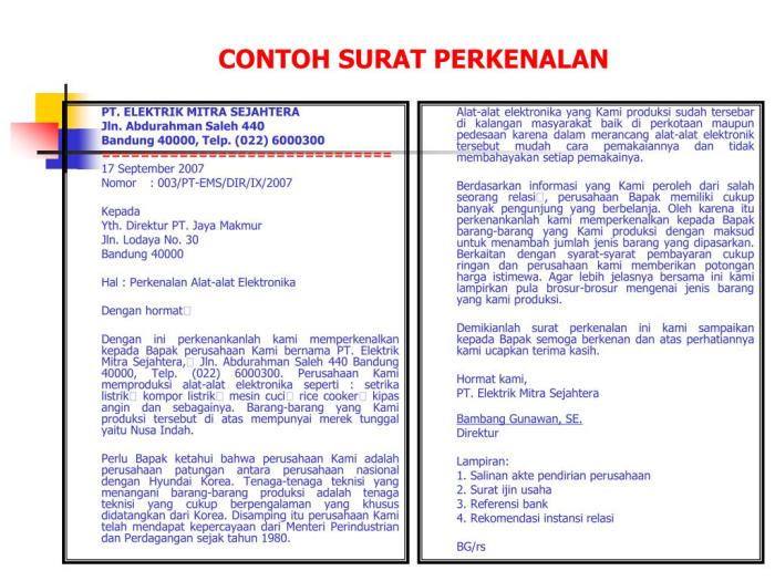 contoh surat perkenalan barang