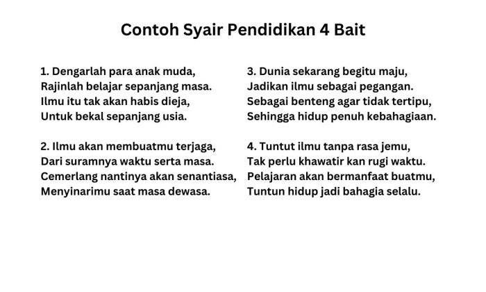 contoh syair pendidikan 4 bait