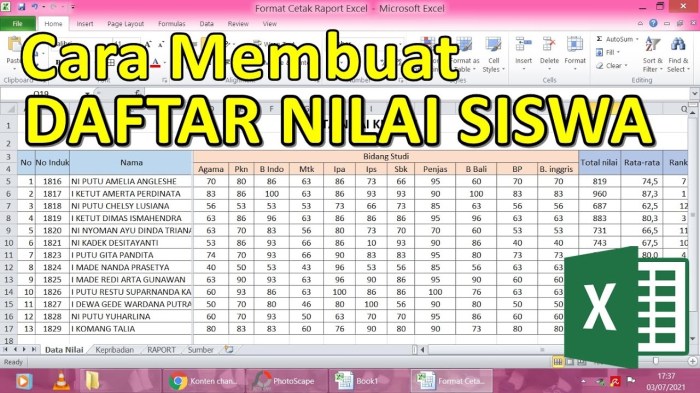 contoh tabel nilai siswa terbaru