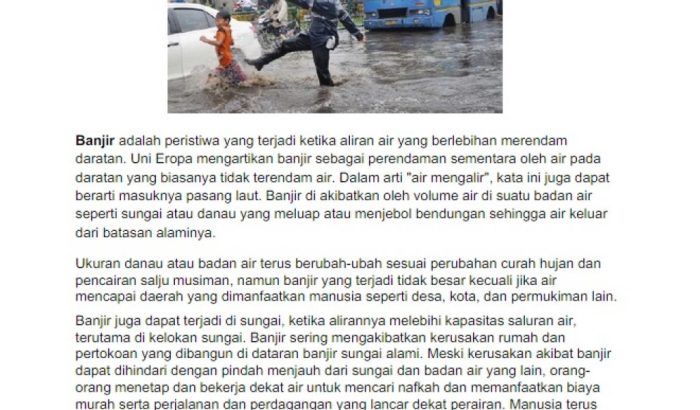 contoh teks berita singkat tentang banjir