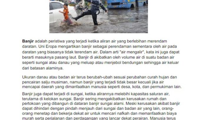 contoh teks eksposisi tentang banjir terbaru