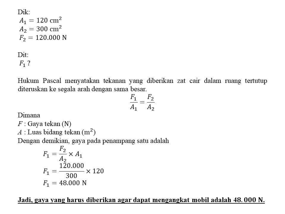 Sebuah alat pengangkat mobil memiliki luas