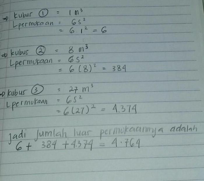 tiga kubus berukuran 1 m3