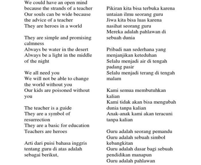 puisi bahasa inggris 3 bait terbaru