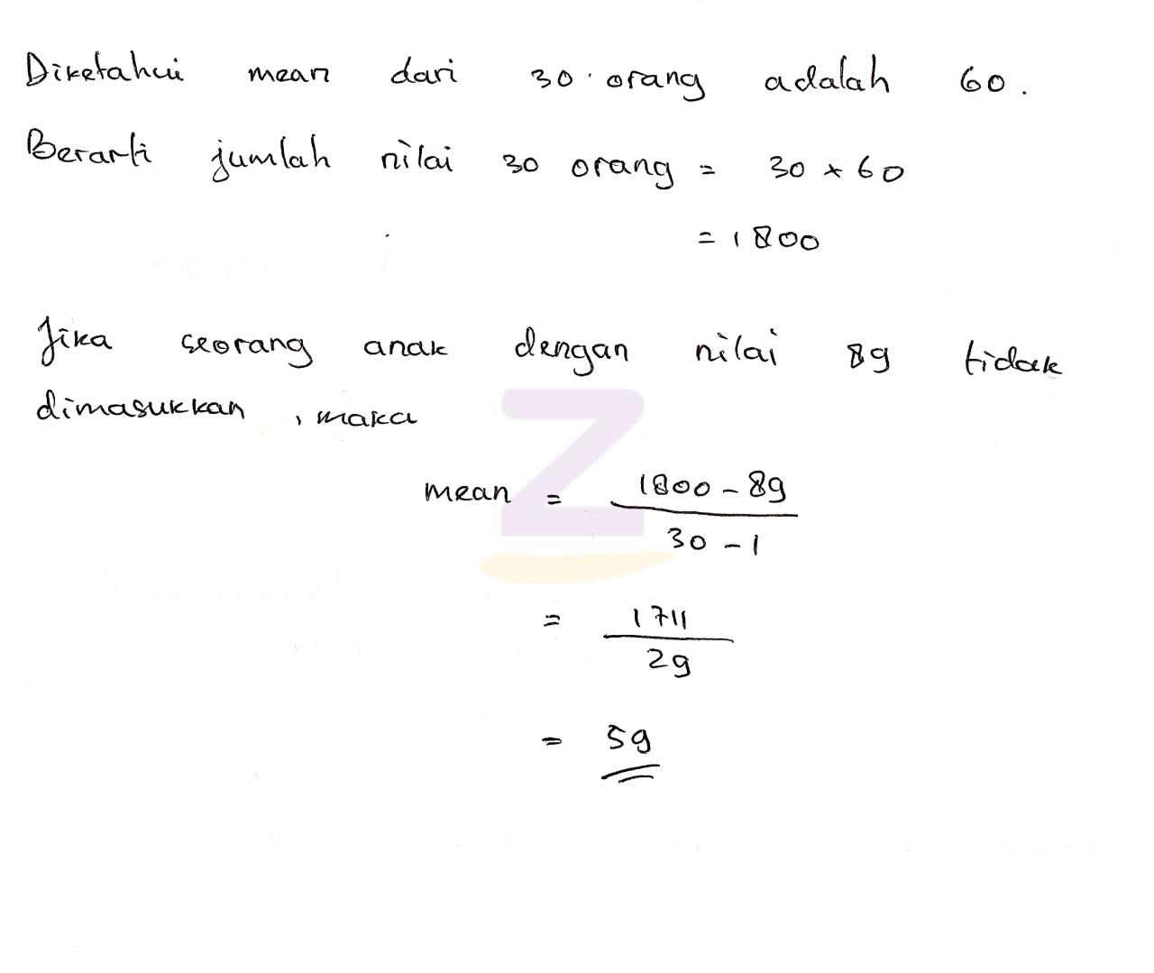 Rata rata sekelompok bilangan adalah 37 5