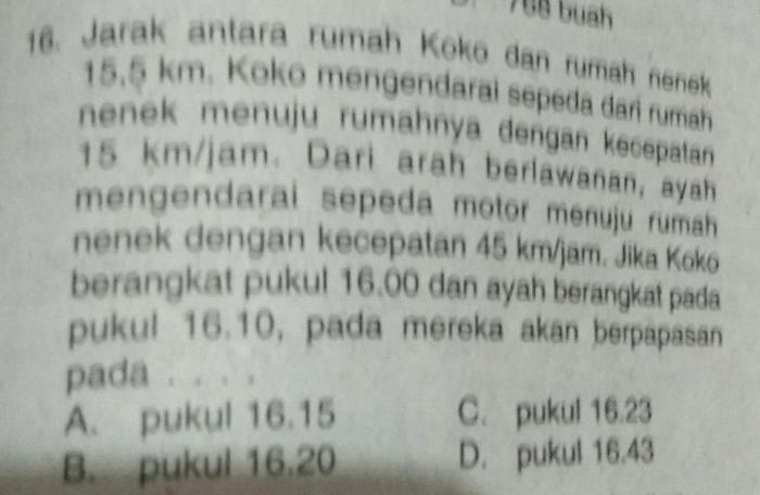 waktu berpapasan rumus berangkat dn berbeda soal jarak jika dasar