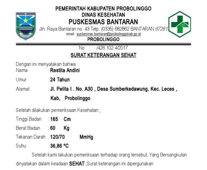 surat keterangan sehat bahasa inggris