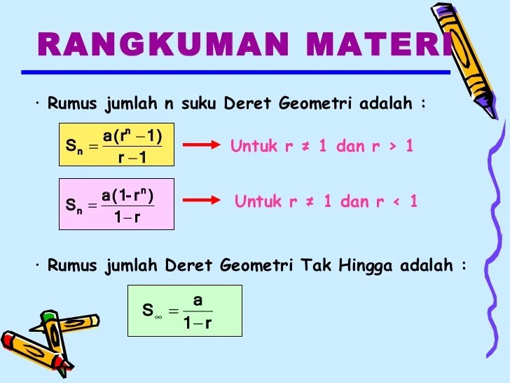 jumlah suku pertama deret geometri