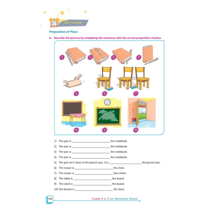 soal preposition of place in on at