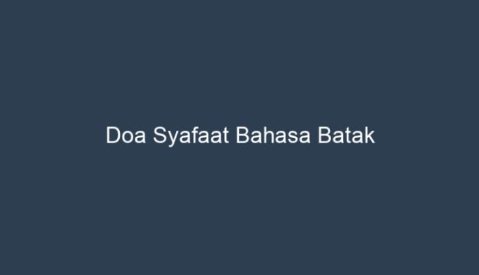 doa syafaat dalam bahasa batak