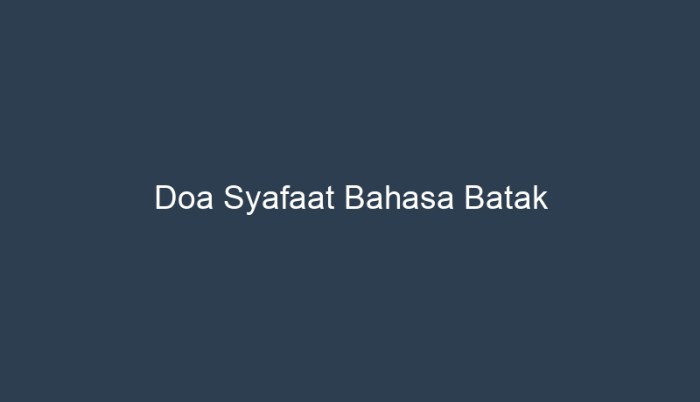 doa syafaat bahasa batak