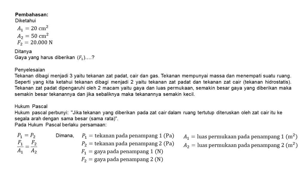 Sebuah alat pengangkat mobil memiliki luas