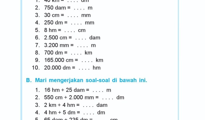 soal satuan panjang dan berat kelas 4 terbaru