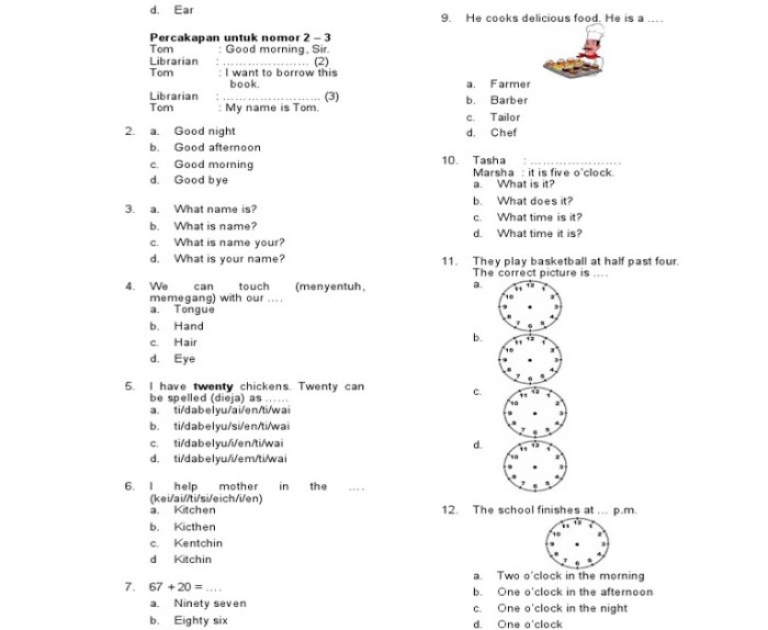 soal bahasa inggris number terbaru