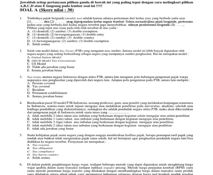 contoh soal transfer pricing