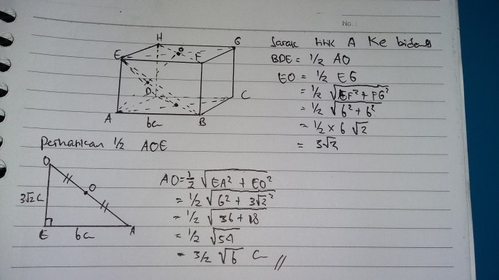 dimensi jarak tiga kelas matematika soal xii wajib