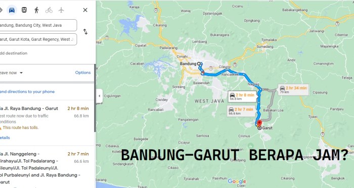 bandung ke garut berapa jam