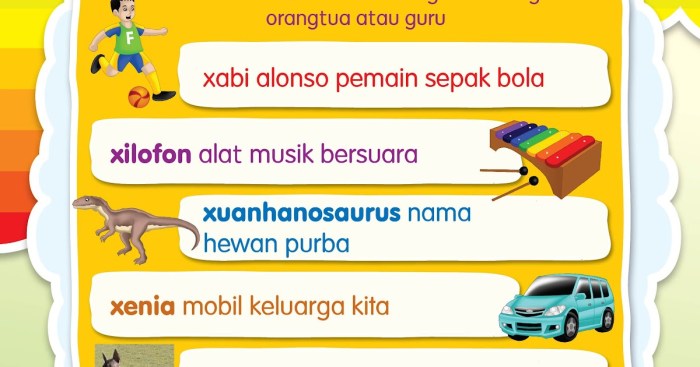 benda yang berawalan huruf x