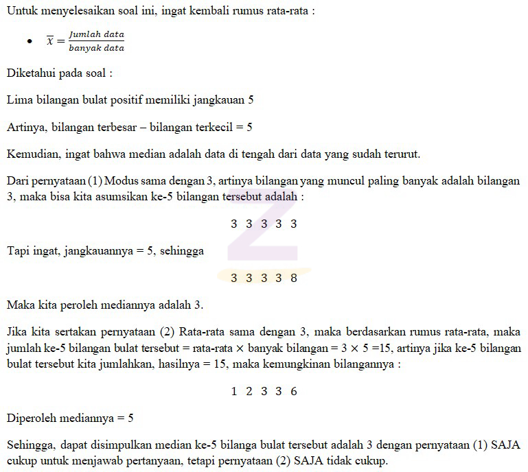 Rata rata lima belas bilangan adalah 49 4