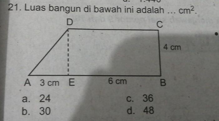 luas bangun di atas adalah cm2