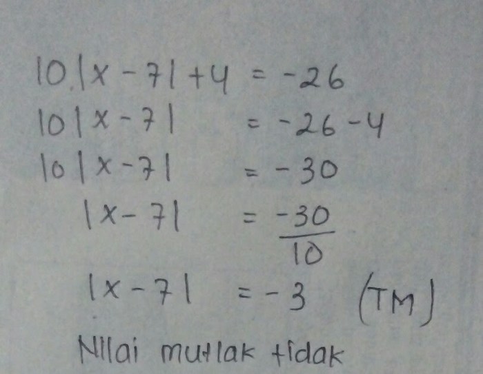 nilai persamaan tentukan memenuhi mutlak 6x brainly