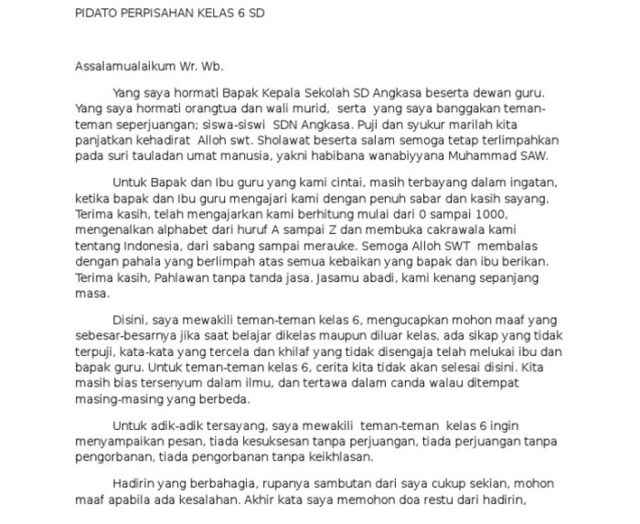 pidato perpisahan bahasa jawa kls 6 terbaru