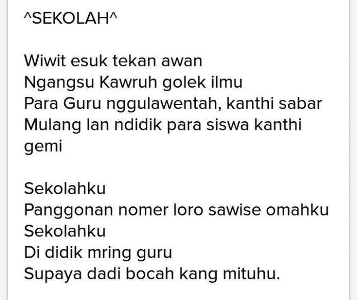 puisi tentang sekolah teks jawa lengkap pendek geguritan lingkungan bait sumber anwar chairil