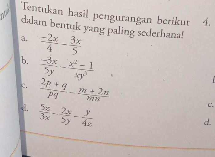 tentukan hasil pengurangan berikut terbaru