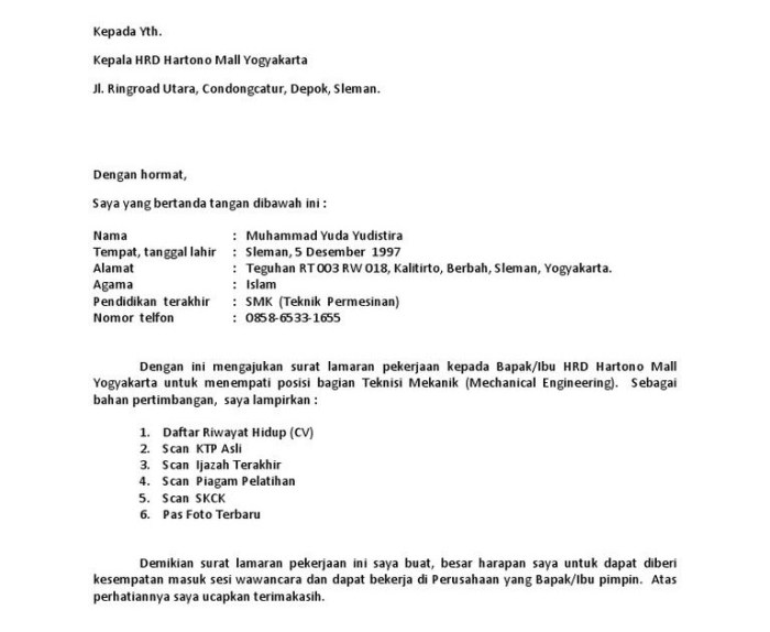 surat lamaran block style terbaru