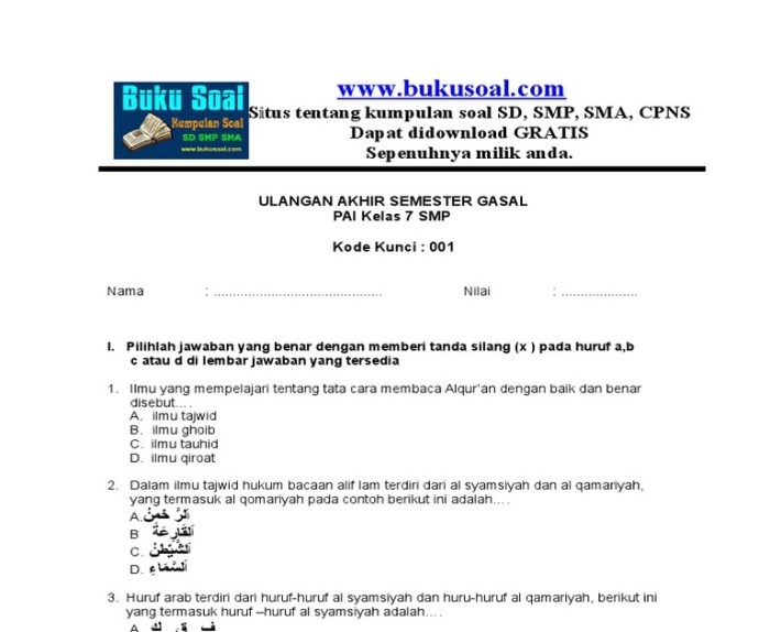 soal uts kelas 2 semester 1 2021