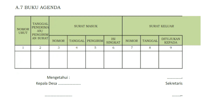 contoh buku agenda kembar terbaru