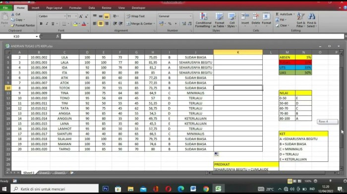 cara mencari predikat di excel