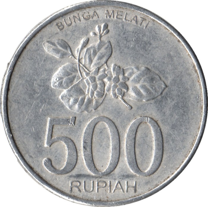 Mata uang logam 500 mempunyai garis tengah