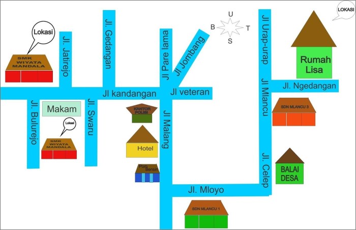 gambar denah rumah ke sekolah